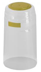 Schrumpfkapsel klar 31x60mm für PP28 mit Abrissband Deckel gold 