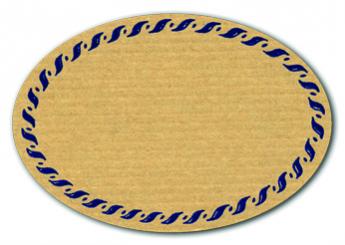 Schmucketikett Oval klein 54x37mm - Naturpapier Selbstklebend Motiv: Kordel  -  Farbe: blau Packung á 250 Stück auf Rolle Stück