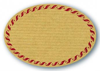 Schmucketikett Oval klein 54x37mm - Naturpapier Selbstklebend Motiv: Kordel  -  Farbe: bordeaux Packung á 250 Stück auf Rolle Stück