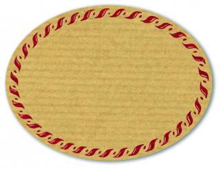 Schmucketikett Oval groß 77x58mm - Naturpapier Selbstklebend Motiv: Kordel  -  Farbe: bordeaux Packung á 250 Stück auf Rolle Stück