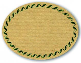 Schmucketikett Oval groß 77x58mm - Naturpapier Selbstklebend Motiv: Kordel  -  Farbe: grün Packung á 250 Stück auf Rolle Stück