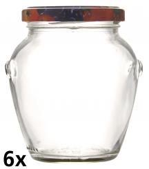 6er Folienpack - Weithalsglas Orcio 314ml weiß inkl. TO63 Fruchtmotiv 