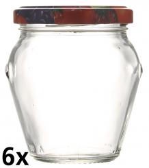 6er Folienpack - Weithalsglas Orcio 212ml weiß inkl. TO63 Fruchtmotiv 