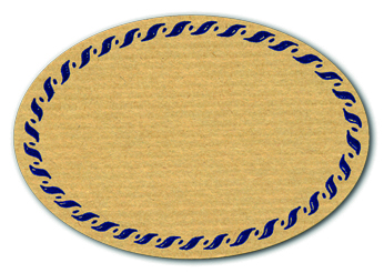 Schmucketikett Oval klein 54x37mm - Naturpapier Selbstklebend Motiv: Kordel  -  Farbe: blau Packung á 250 Stück auf Rolle 