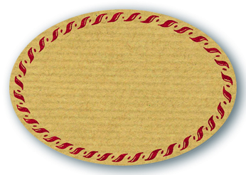 Schmucketikett Oval klein 54x37mm - Naturpapier Selbstklebend Motiv: Kordel  -  Farbe: bordeaux Packung á 250 Stück auf Rolle 
