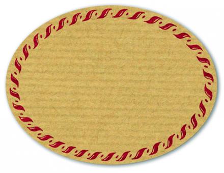 Schmucketikett Oval groß 77x58mm - Naturpapier Selbstklebend Motiv: Kordel  -  Farbe: bordeaux Packung á 250 Stück auf Rolle Stück